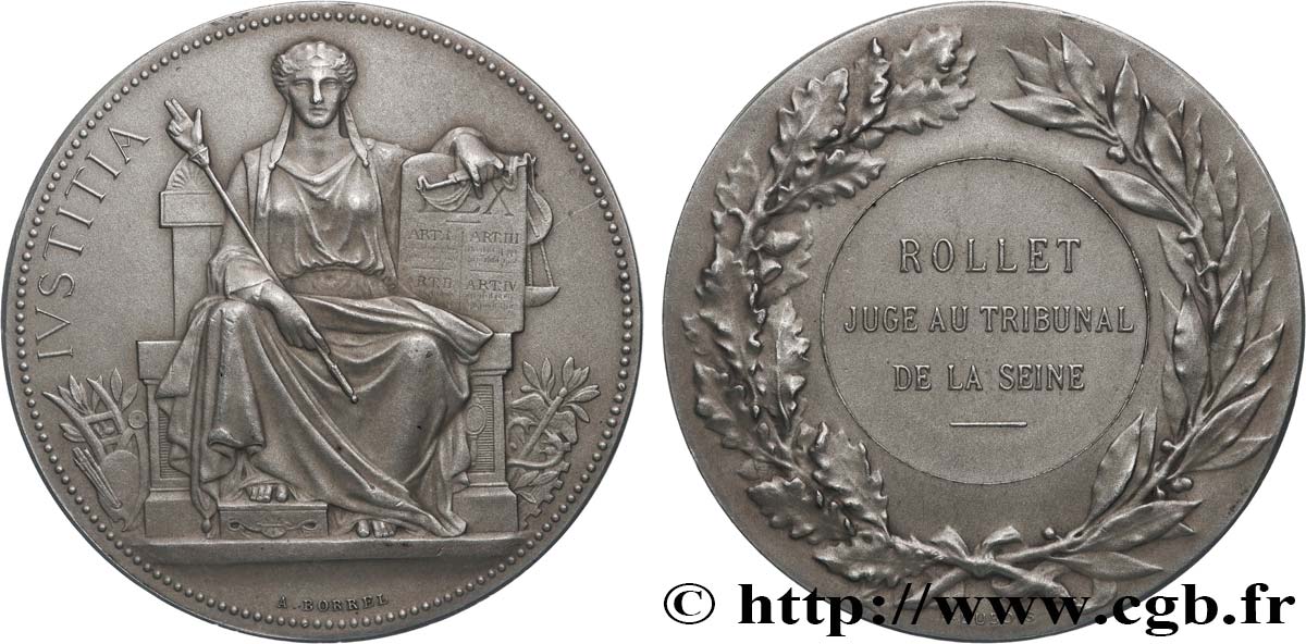 DROIT ET JURIDIQUE Médaille, Tribunal de commerce de la Seine, Juge TTB+