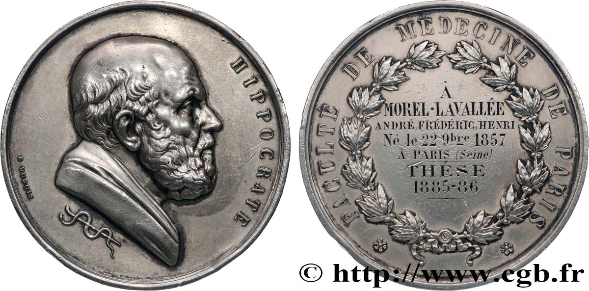 FACULTÉ DE MÉDECINE DE PARIS Médaille d’Hippocrate, Thèse d’André Morel-Lavallée TTB+