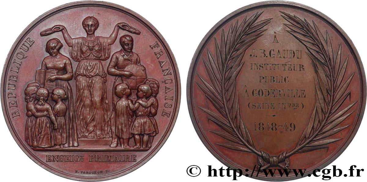 DEUXIÈME RÉPUBLIQUE Médaille, Enseignement primaire VZ