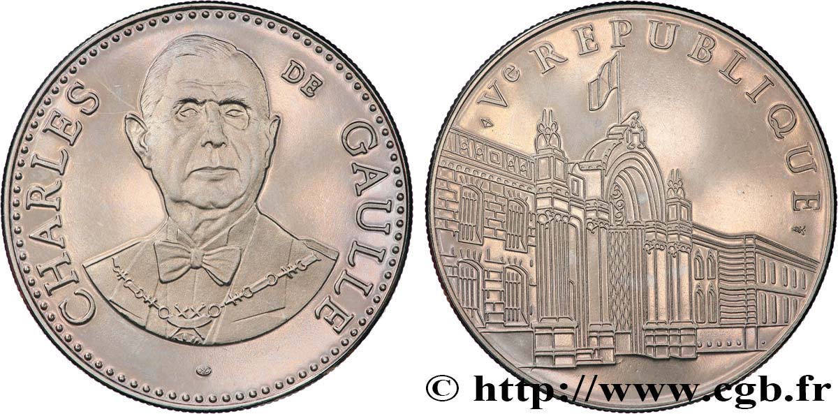 QUINTA REPUBLICA FRANCESA Médaille, Charles de Gaulle, Ve République EBC
