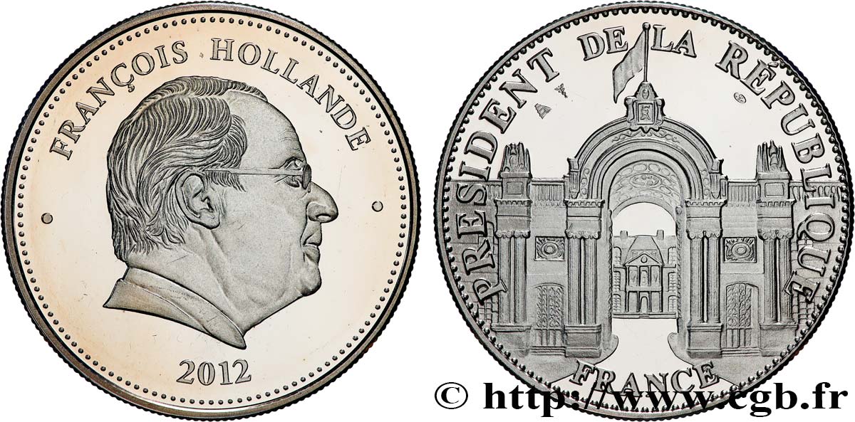 CINQUIÈME RÉPUBLIQUE Médaille, François Hollande, président de la République SPL