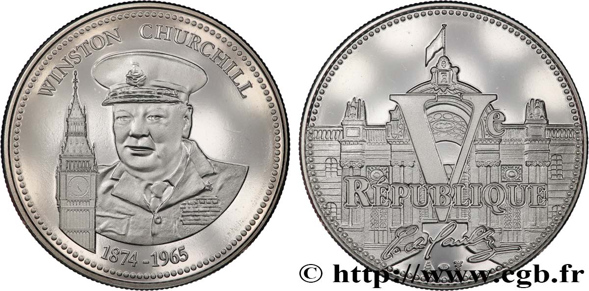 FUNFTE FRANZOSISCHE REPUBLIK Médaille, Winston Churchill, Ve République fST