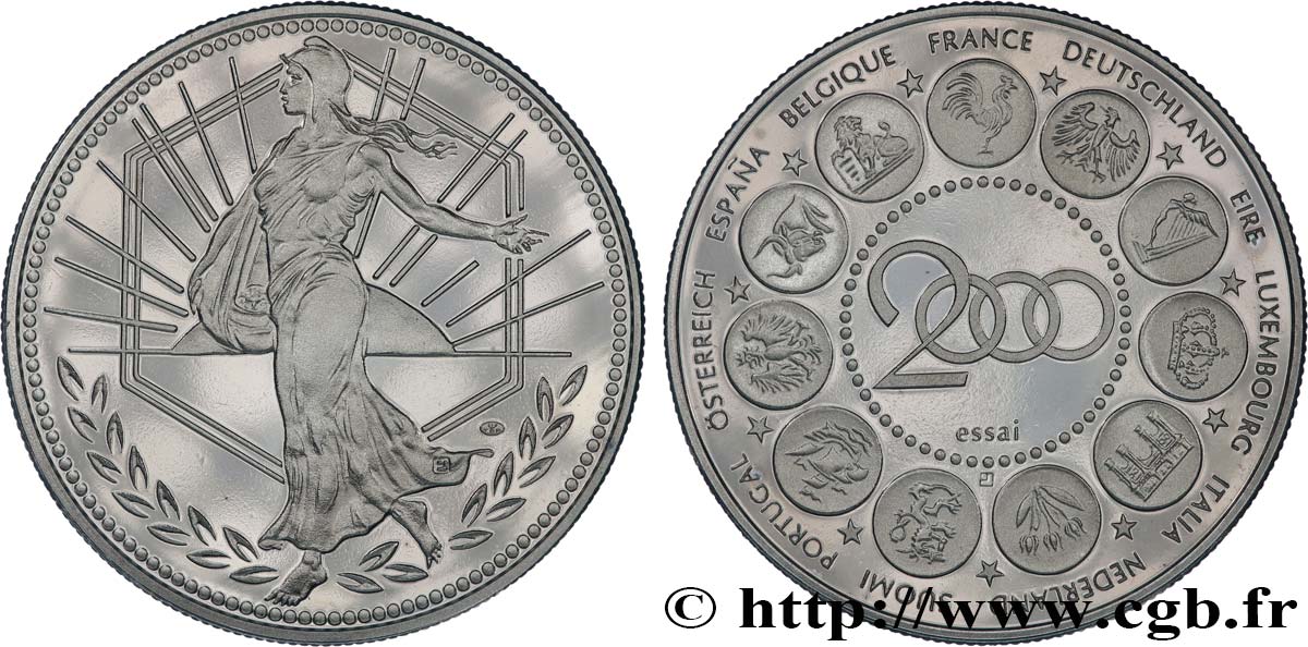 QUINTA REPUBLICA FRANCESA Médaille, Essai semeuse EBC