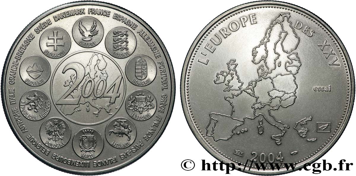 QUINTA REPUBLICA FRANCESA Médaille, Essai, Dernière année des 12 pays de l’Euro EBC