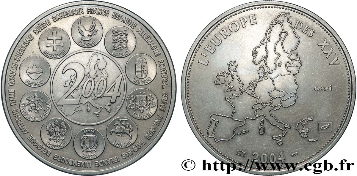 CINQUIÈME RÉPUBLIQUE Médaille, Essai, Dernière année des 12 pays de l’Euro SUP