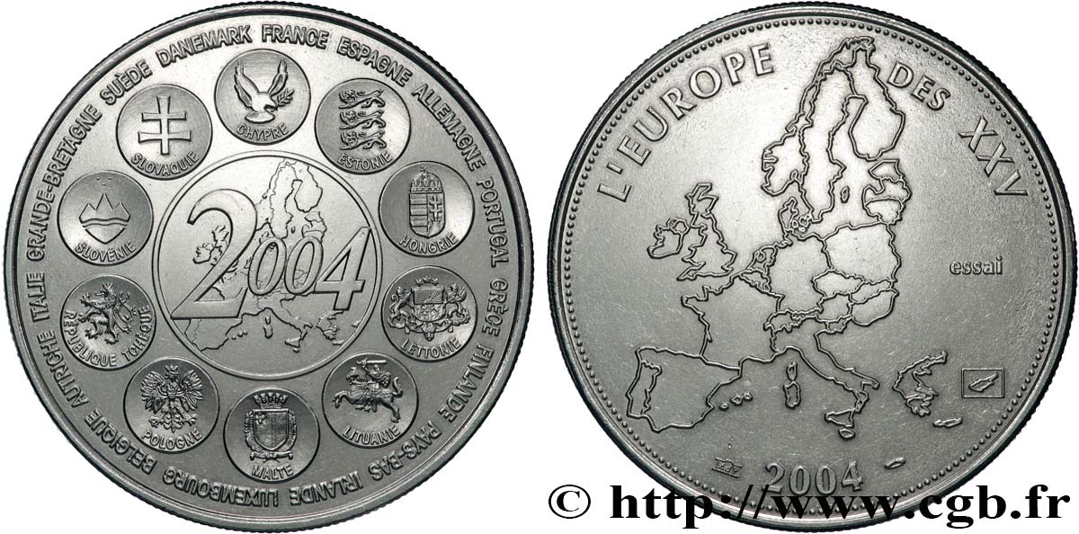 CINQUIÈME RÉPUBLIQUE Médaille, Essai, Dernière année des 12 pays de l’Euro SUP