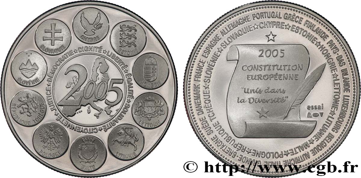 FUNFTE FRANZOSISCHE REPUBLIK Médaille, Essai, Constitution européenne fST