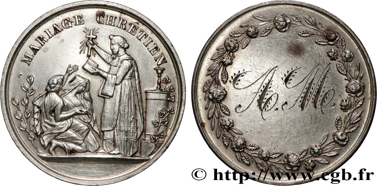 AMOUR ET MARIAGE Médaille, Mariage chrétien TTB+