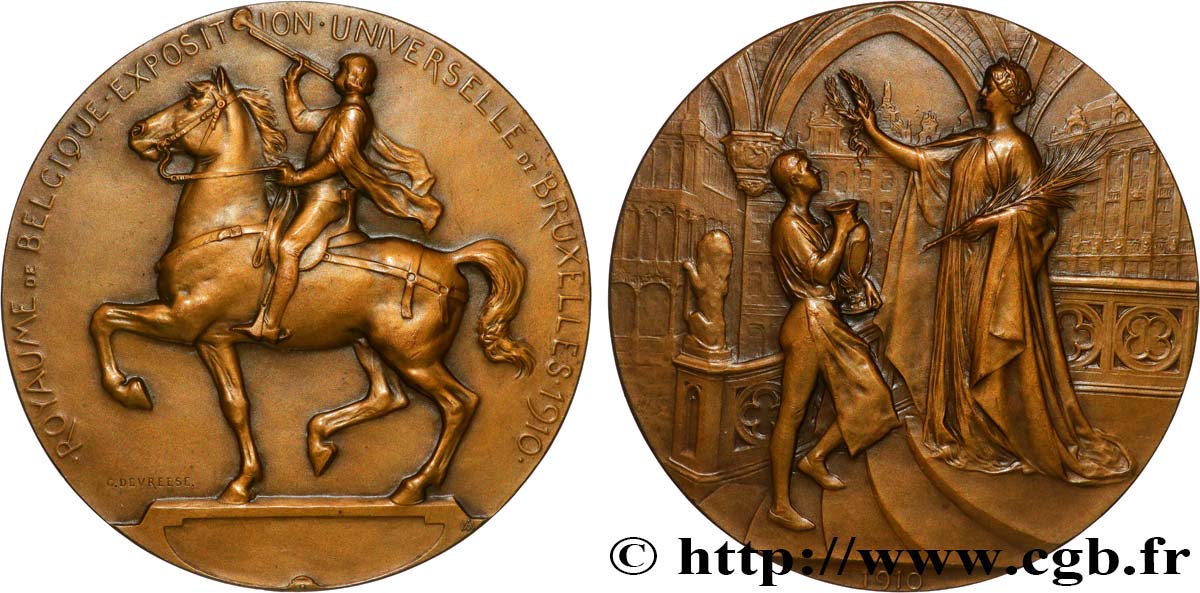 BELGIEN - KÖNIGREICH BELGIEN - ALBERT I. Médaille, Exposition Universelle de Bruxelles VZ