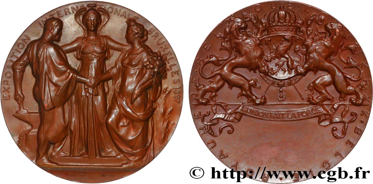 BELGIQUE - ROYAUME DE BELGIQUE - LÉOPOLD II Médaille, Exposition internationale TTB+