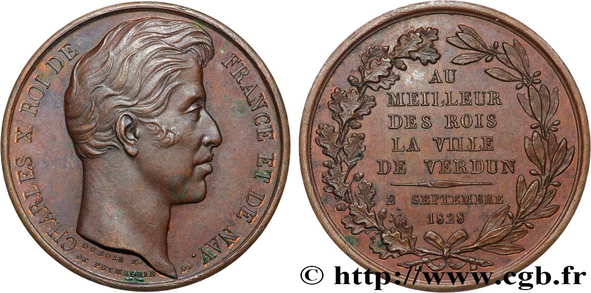 CHARLES X Médaille, Passage du roi à Verdun TTB+/SUP