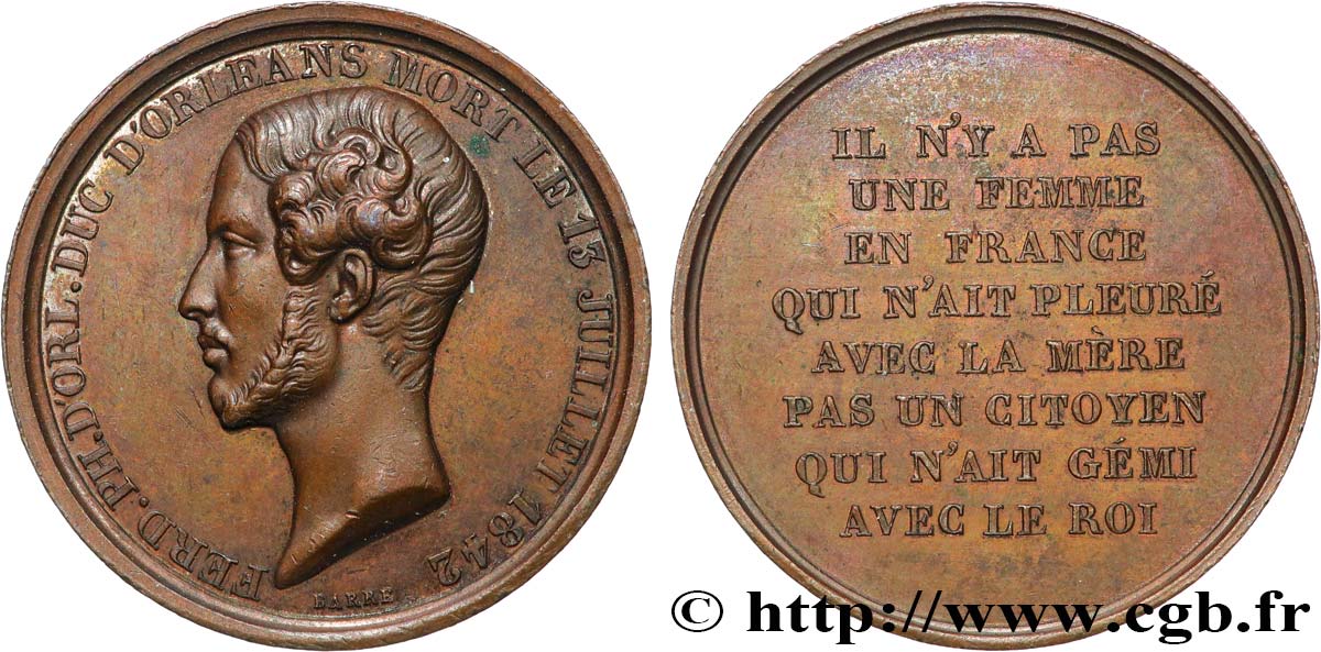 LUIGI FILIPPO I Médaille, Ferdinand Philippe d’Orléans SPL
