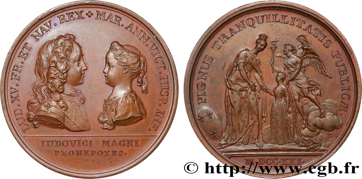 LOUIS XV DIT LE BIEN AIMÉ Médaille, Projet de mariage entre Louis XV et l’Infante d’Espagne SPL