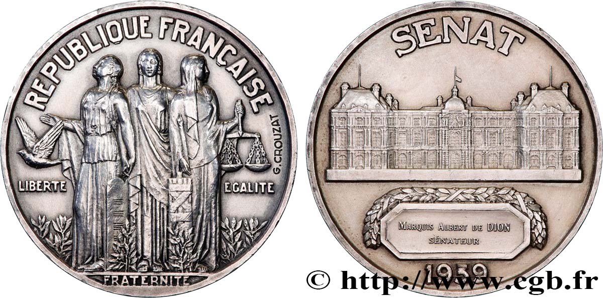 TERZA REPUBBLICA FRANCESE Médaille, Sénat, Sénateur q.SPL