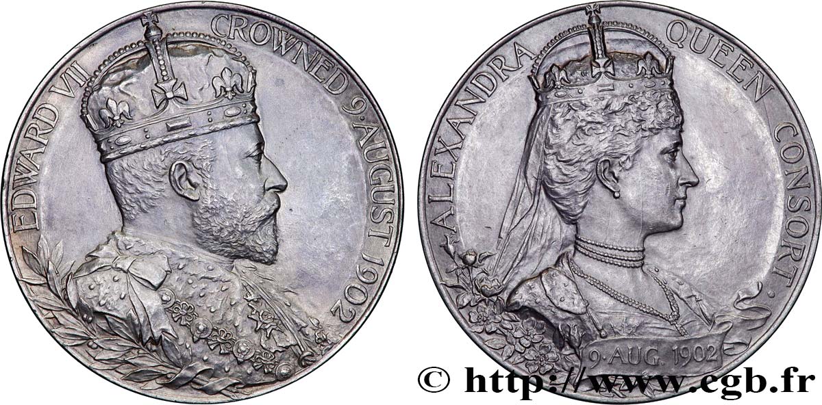 GRANDE-BRETAGNE - ÉDOUARD VII Médaille, Couronnement d’Édouard VII et Alexandra AU