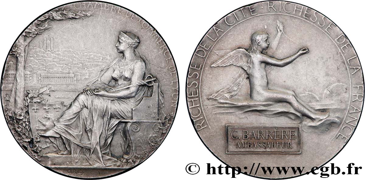 III REPUBLIC Médaille, Chambre de commerce de Lyon AU
