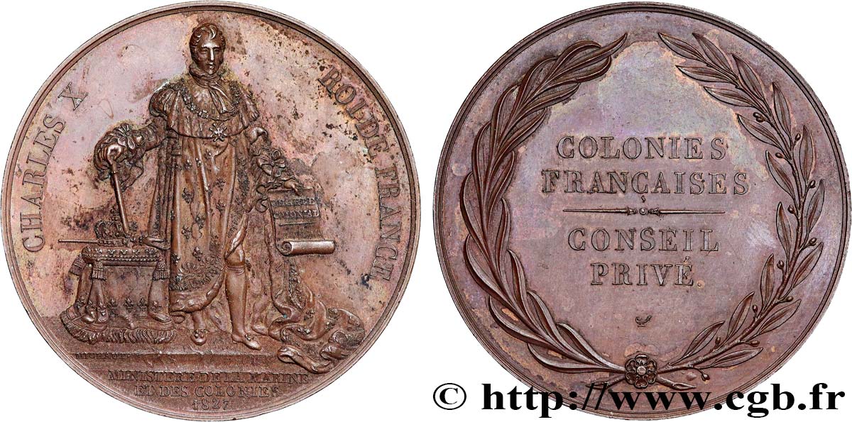 CHARLES X Médaille, Conseil privé, Colonies françaises AU