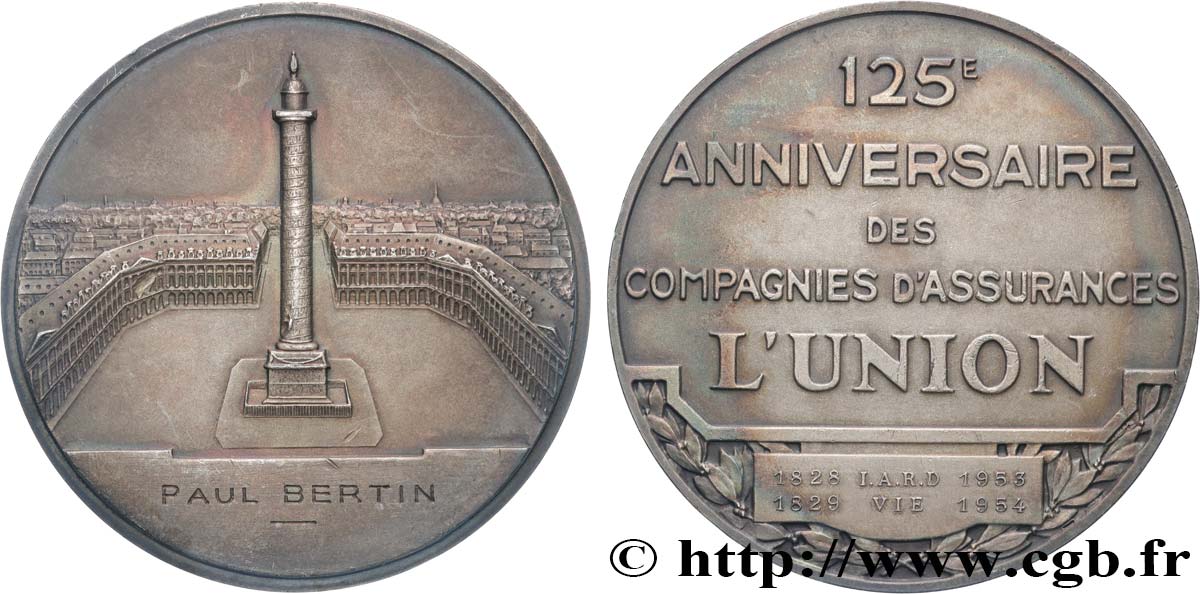 VIERTE FRANZOSISCHE REPUBLIK Médaille, 125e anniversaire des compagnies d’assurances L’Union fVZ