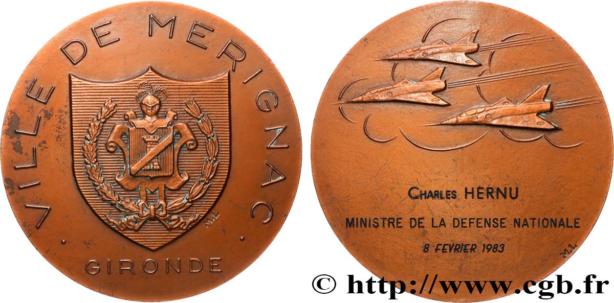 CINQUIÈME RÉPUBLIQUE Médaille, Ville de Mérignac TTB