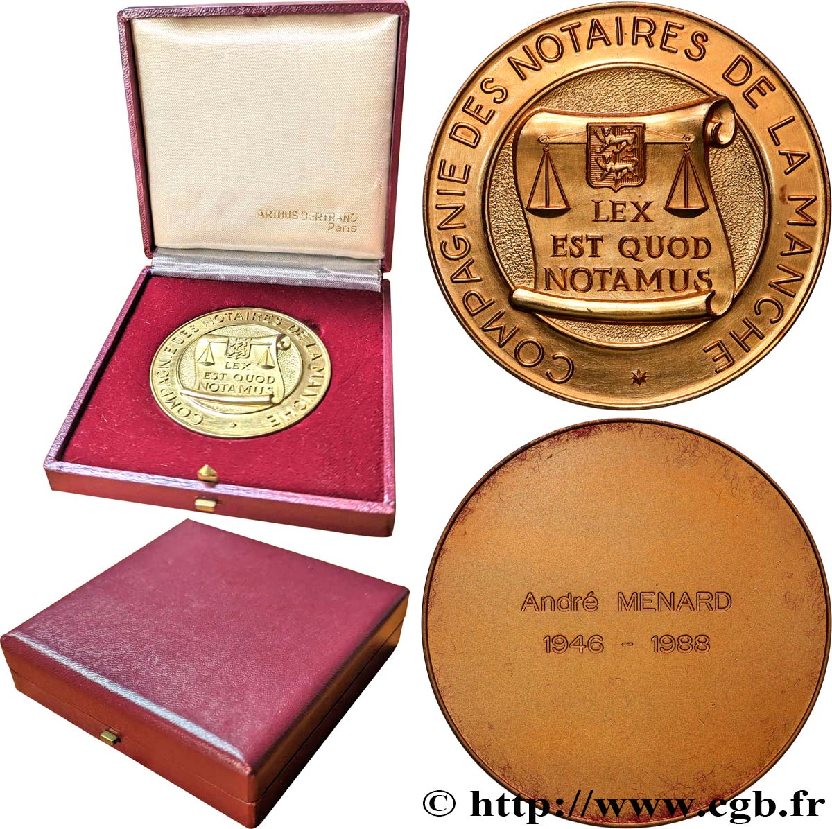 CINQUIÈME RÉPUBLIQUE Médaille, Compagnie des notaires de la Manche SUP