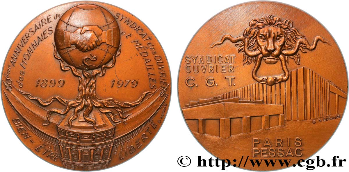 MONNAIE DE PARIS Médaille, 80e anniversaire du Syndicat des ouvriers des monnaies et des médailles q.SPL