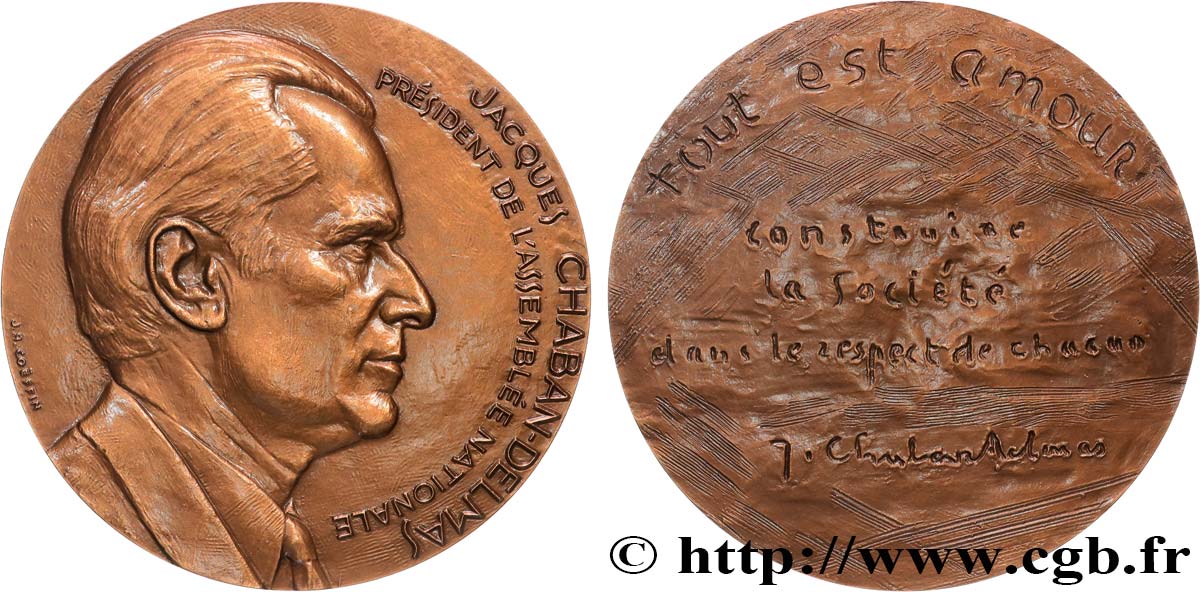 QUINTA REPUBLICA FRANCESA Médaille, Jacques Chaban-Delmas SC