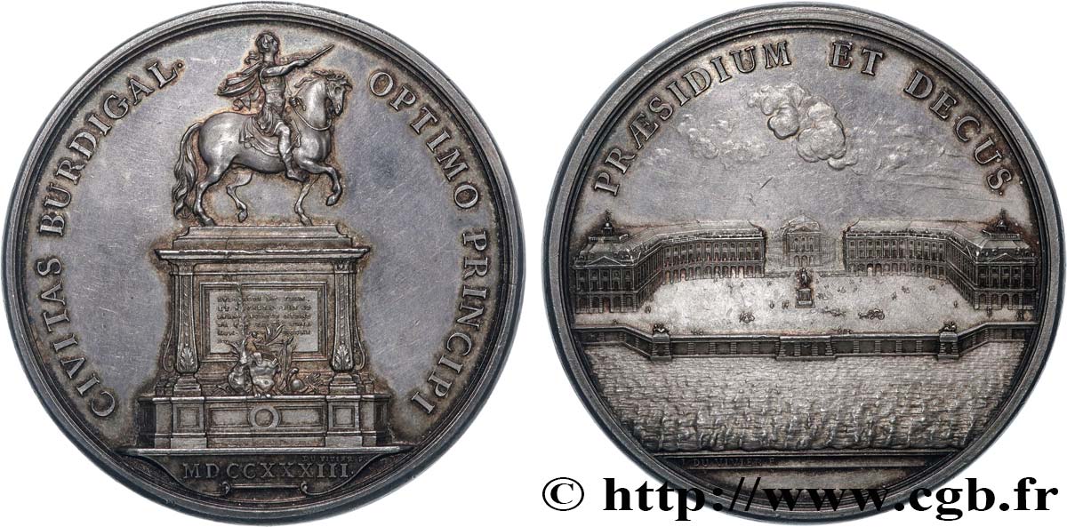 LOUIS XV THE BELOVED Médaille, Construction de la Place Royale et de la statue équestre de Louis XV AU