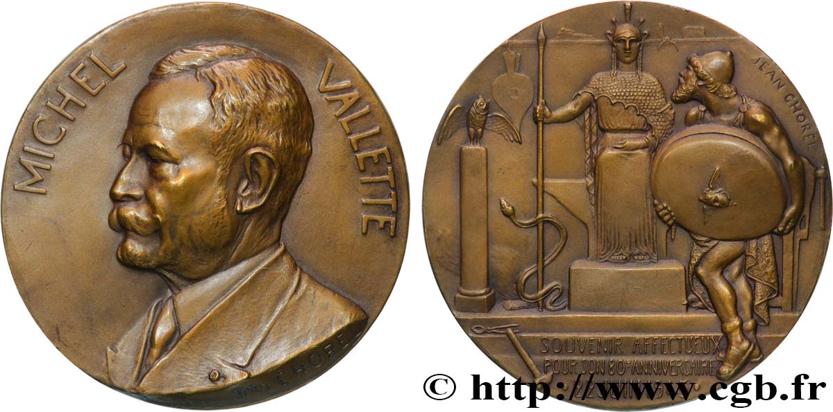 PROVISORY GOVERNEMENT OF THE FRENCH REPUBLIC Médaille, 80e anniversaire de Michel Vallette AU