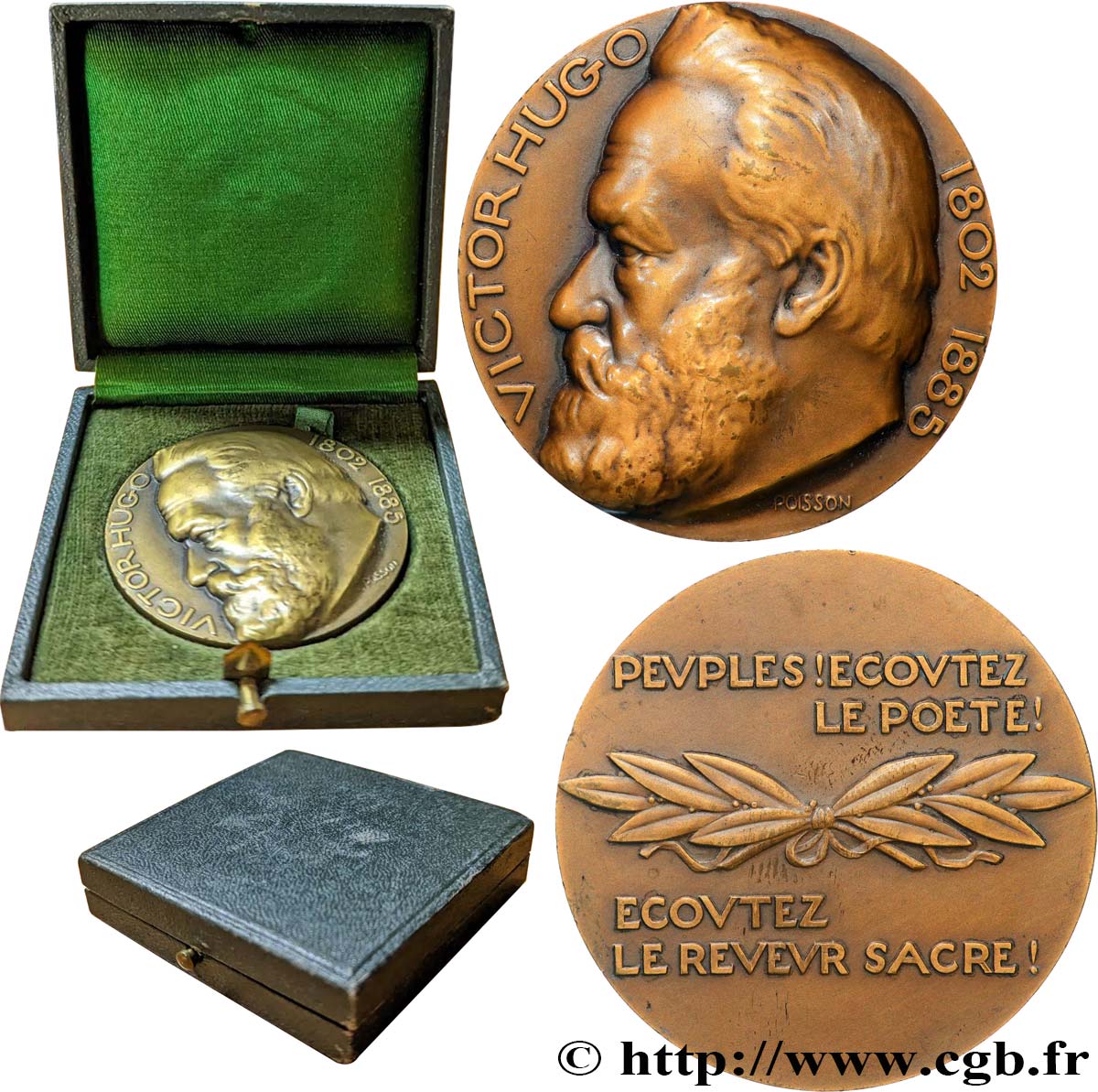 LITTÉRATURE : ÉCRIVAINS/ÉCRIVAINES - POÈTES Médaille, Victor Hugo SUP/TTB+