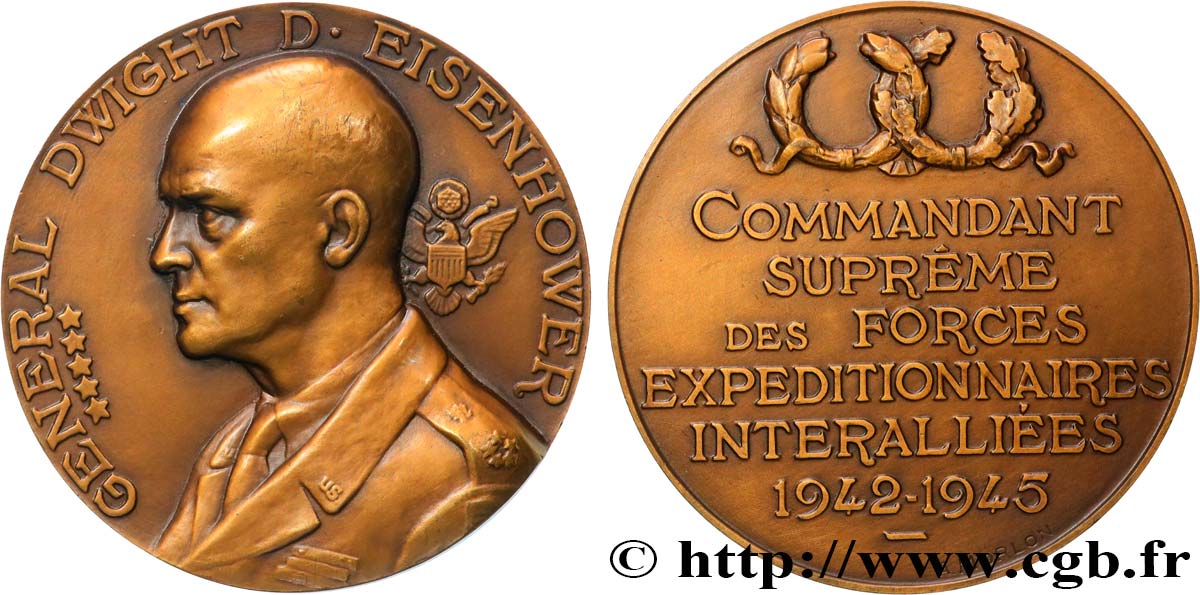 GOUVERNEMENT PROVISOIRE DE LA RÉPUBLIQUE FRANÇAISE Médaille, Général Dwight D. Eisenhower SUP
