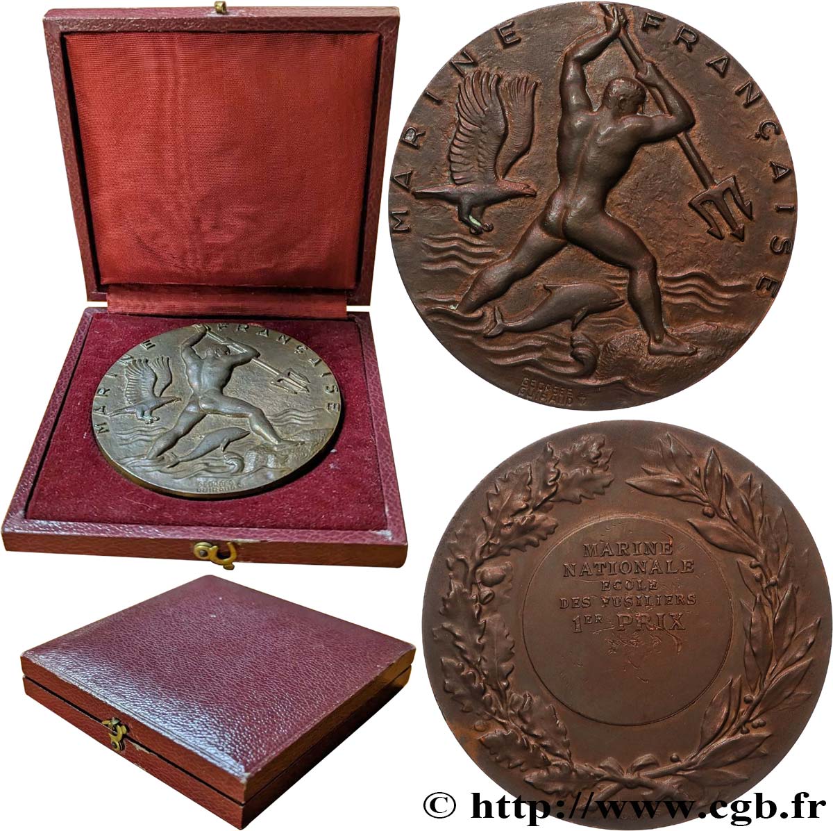 TROISIÈME RÉPUBLIQUE Médaille, Marine Nationale, École des fusiliers SUP/TTB+