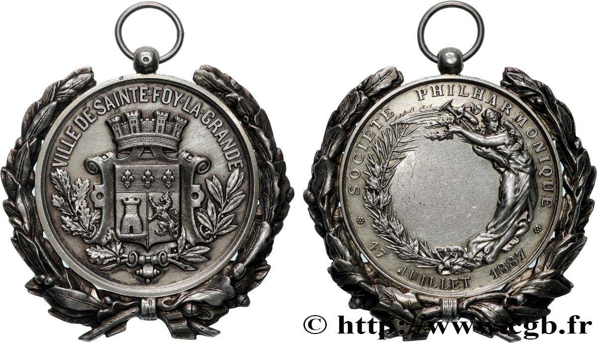 III REPUBLIC Médaille, Société philharmonique, Sainte-Foy-la-Grande AU
