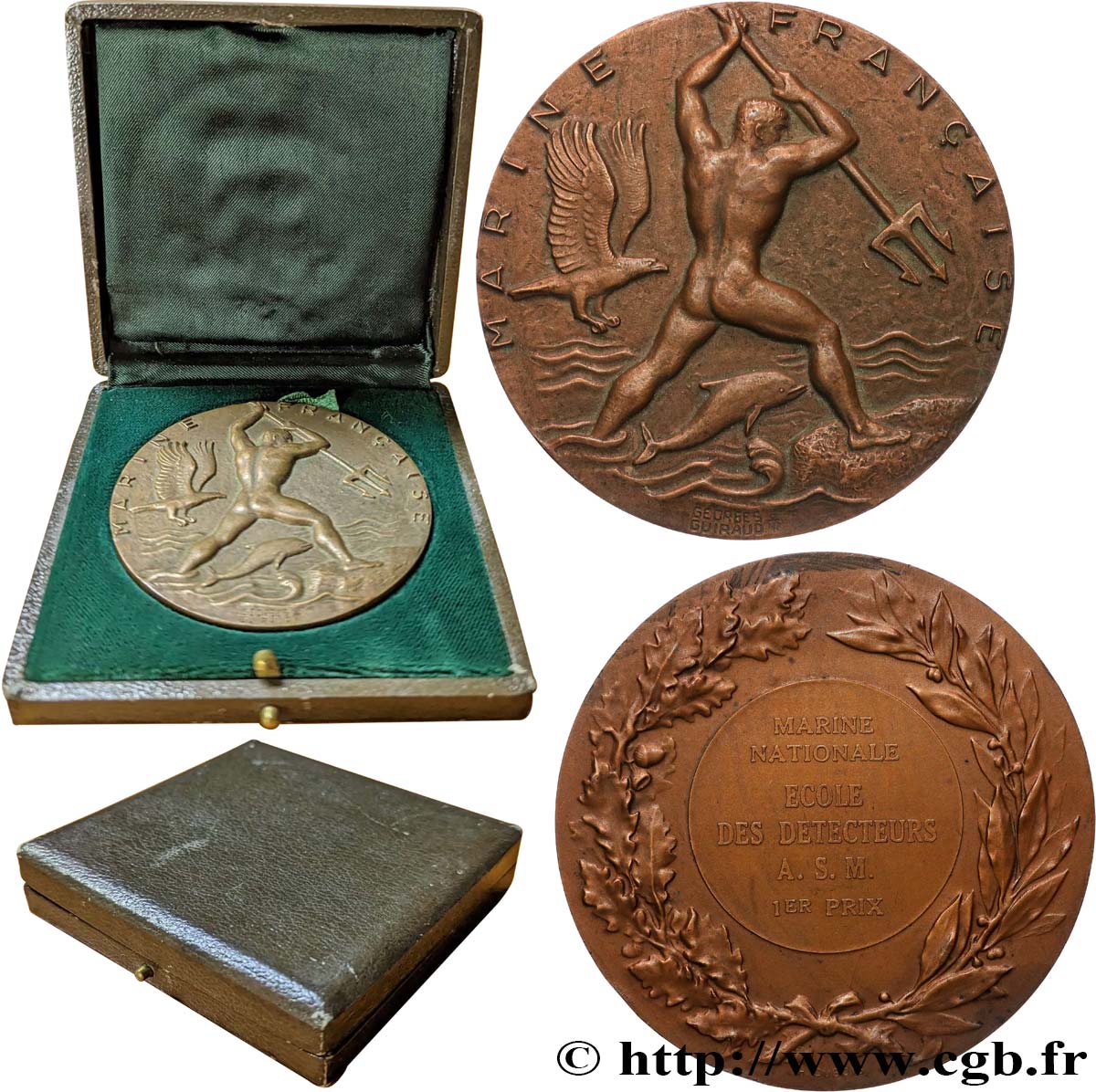 TROISIÈME RÉPUBLIQUE Médaille, Marine Nationale, École des détecteurs TTB+