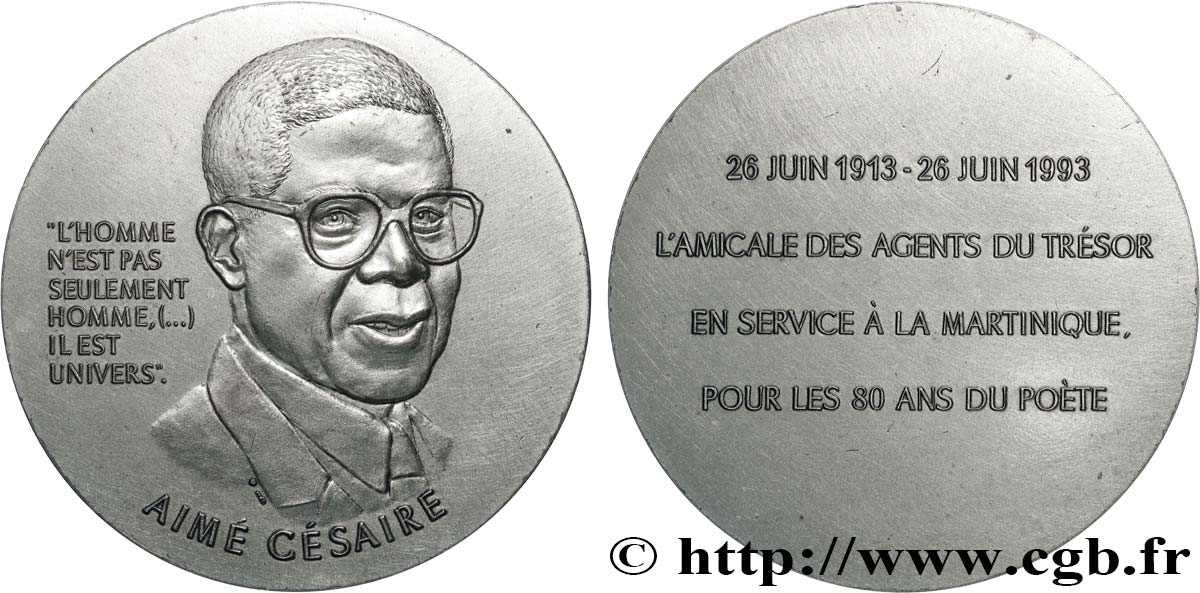 LITERATURE : WRITERS - POETS Médaille, Aimé Césaire EBC