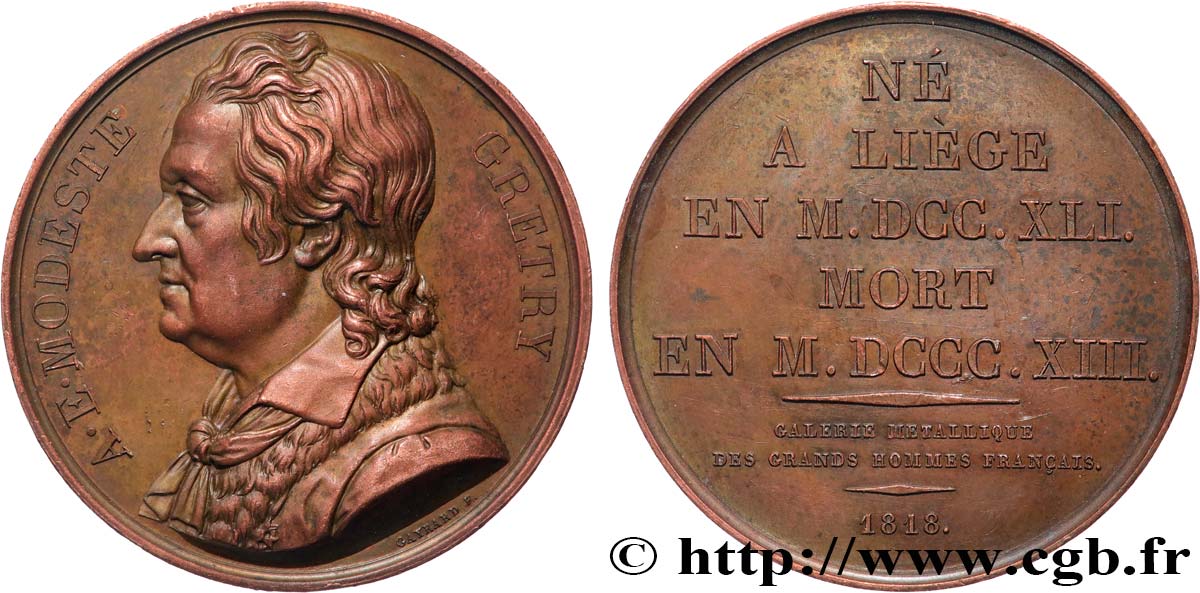 METALLIC GALLERY OF THE GREAT MEN FRENCH Médaille, André Grétry AU