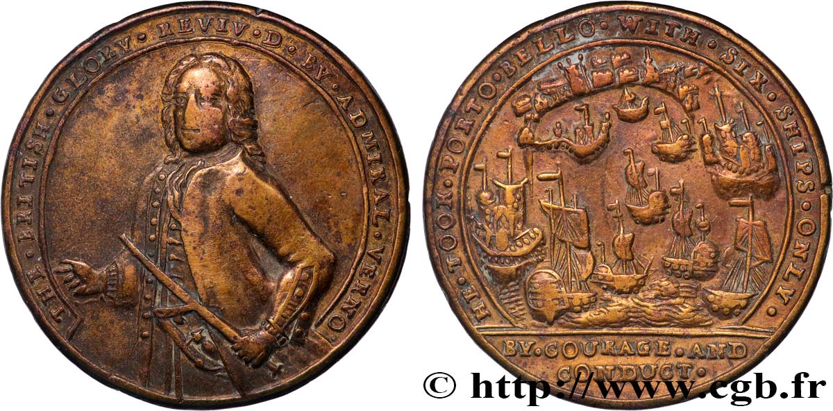 UNITED KINGDOM Médaille, Prise de Porto Bello par l’Amiral Vernon XF