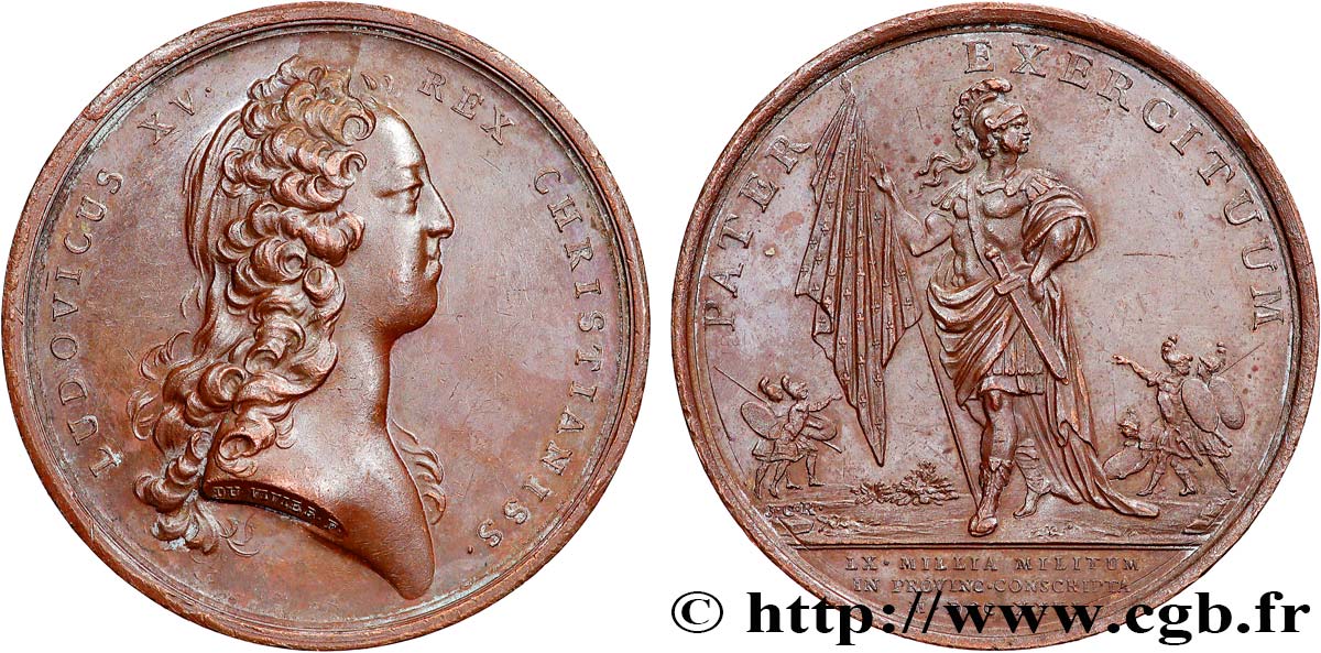 LOUIS XV THE BELOVED Médaille, Levée de soixante mille hommes AU