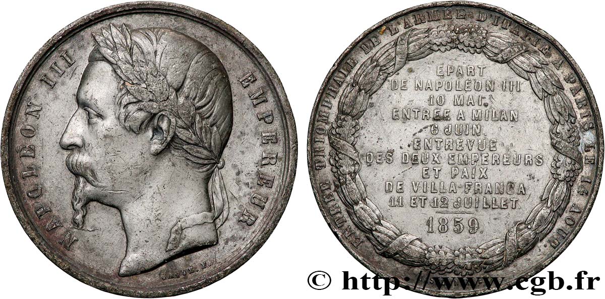 ZWEITES KAISERREICH Médaille, Paix de Villa-Franca SS