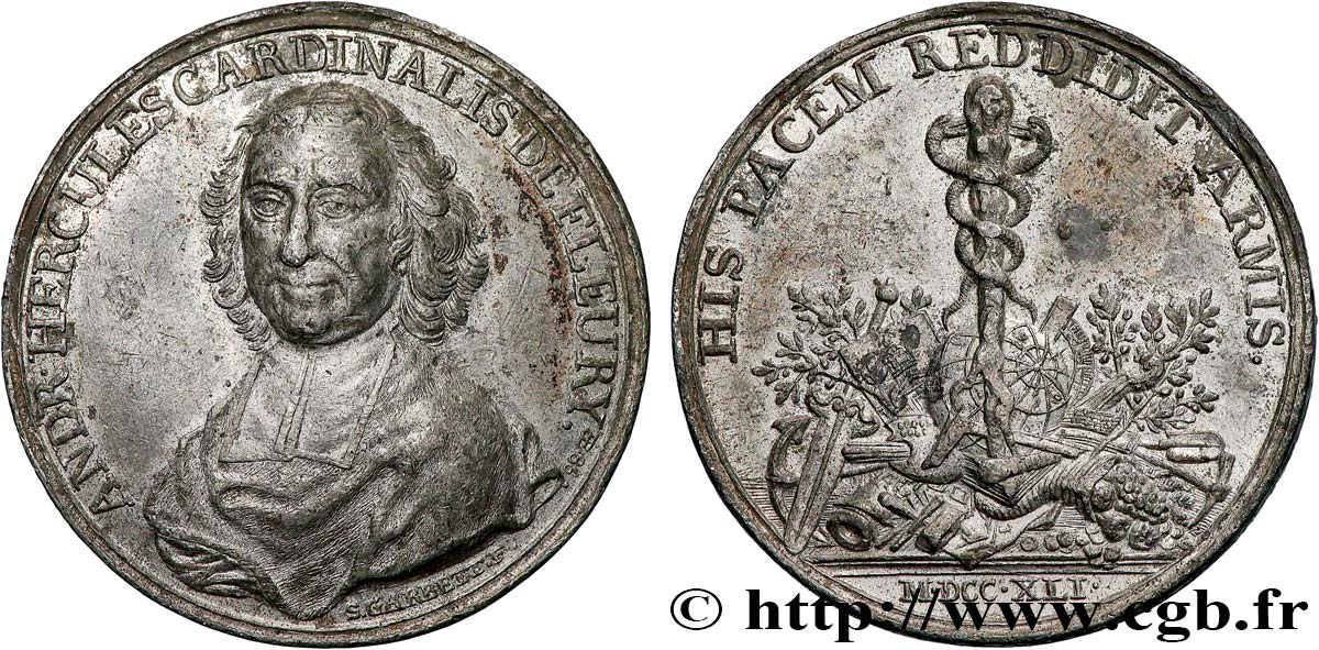 LOUIS XV THE BELOVED Médaille, Cardinal de Fleury AU