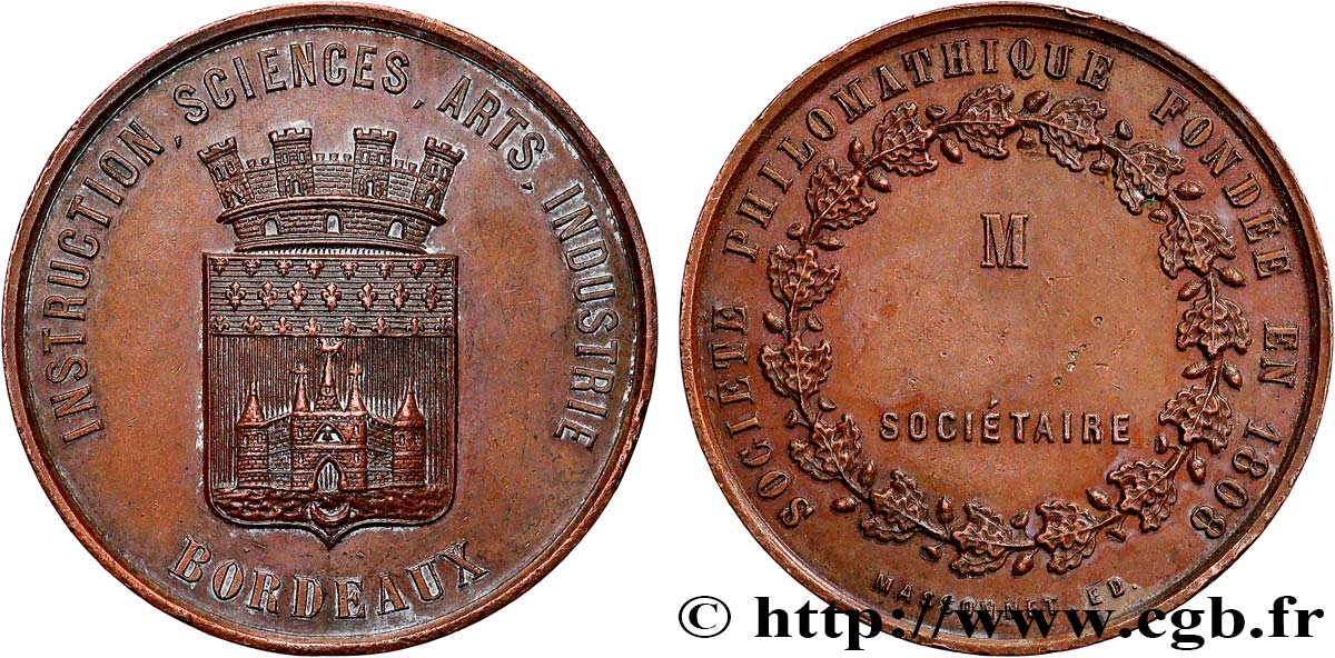 ZWEITES KAISERREICH Médaille, Société philomathique, remise à un sociétaire SS
