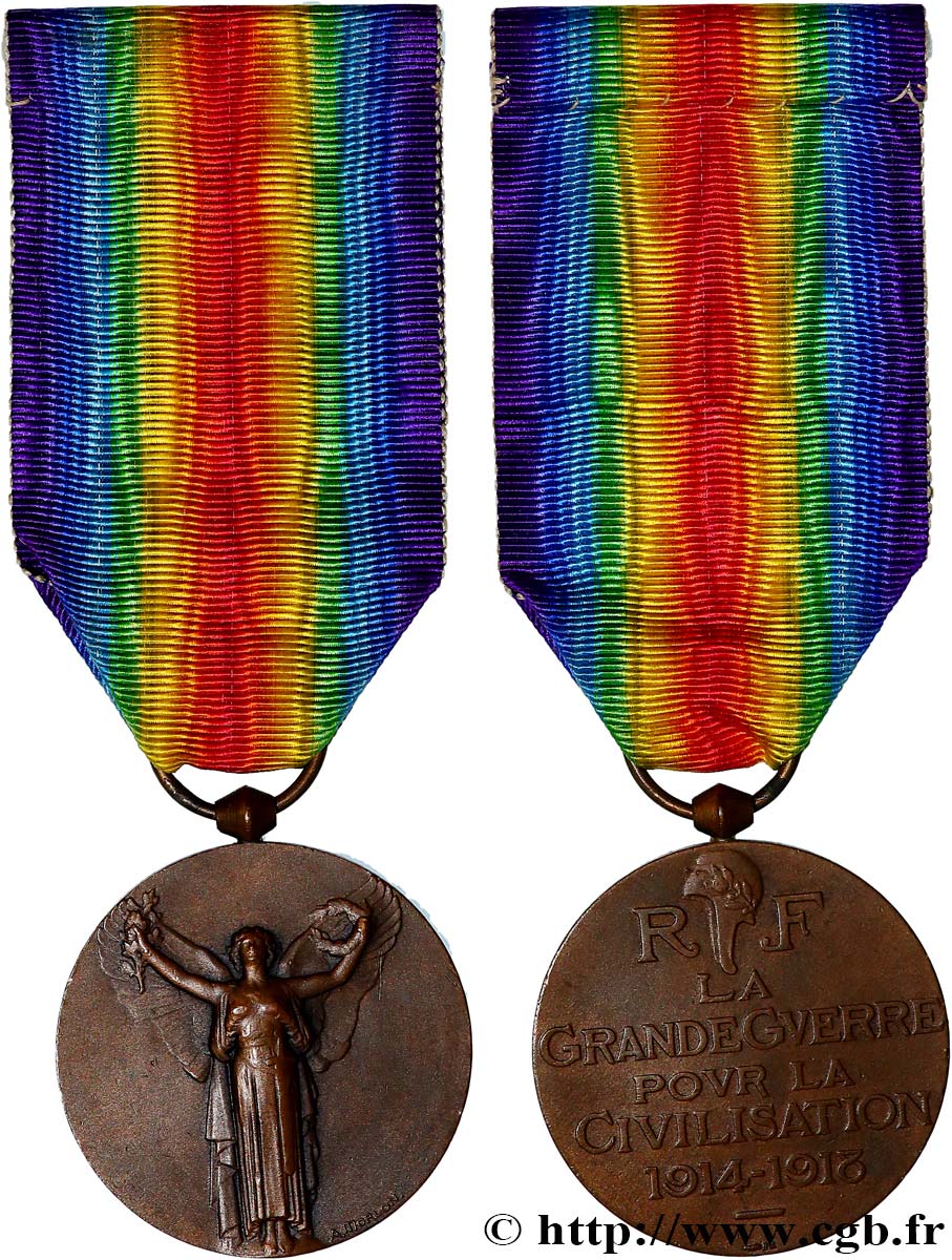 TROISIÈME RÉPUBLIQUE Médaille commémorative interalliée de la Victoire, Grande Guerre 1914-1918 TTB+