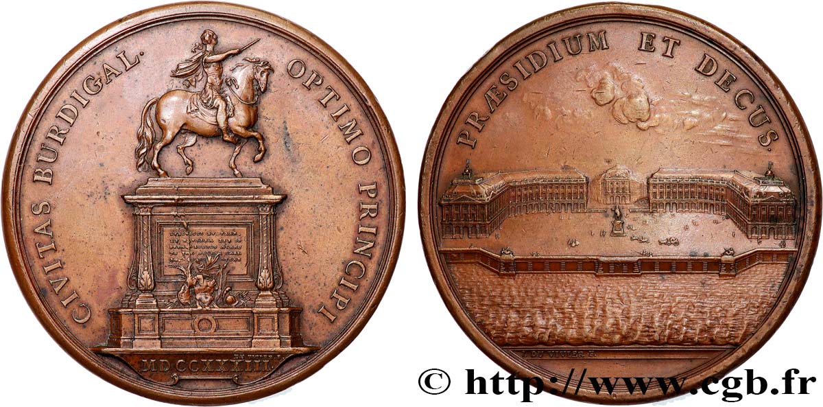 LOUIS XV DIT LE BIEN AIMÉ Médaille de la Place de la Bourse et de la statue équestre de Louis XV MBC