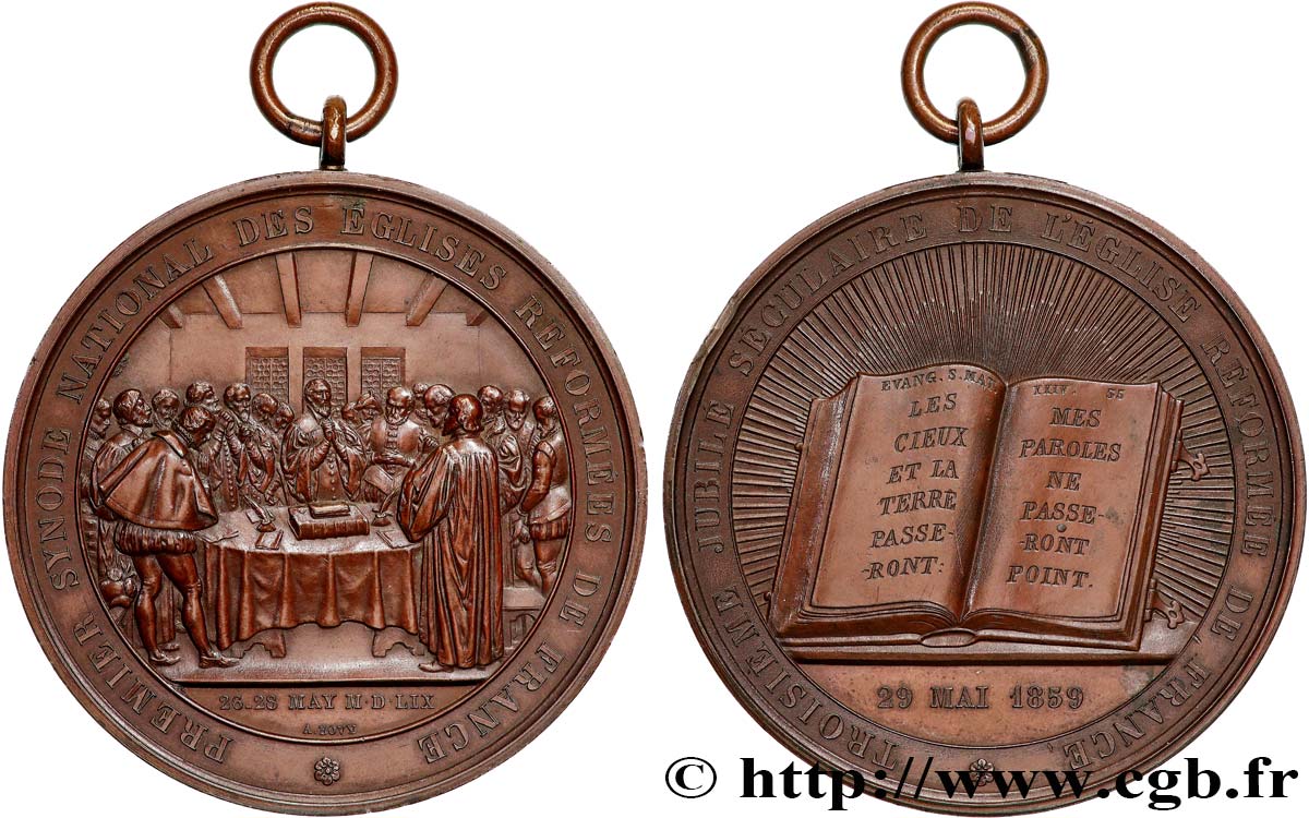 SEGUNDO IMPERIO FRANCES Médaille, Troisième jubilé séculaire de l’église réformée de France EBC