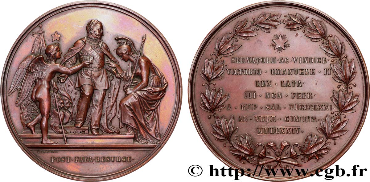 ITALIA - REINO DE ITALIA - VÍCTOR-MANUEL II Médaille, Proclamation de Rome en tant que capitale d’Italie MBC+