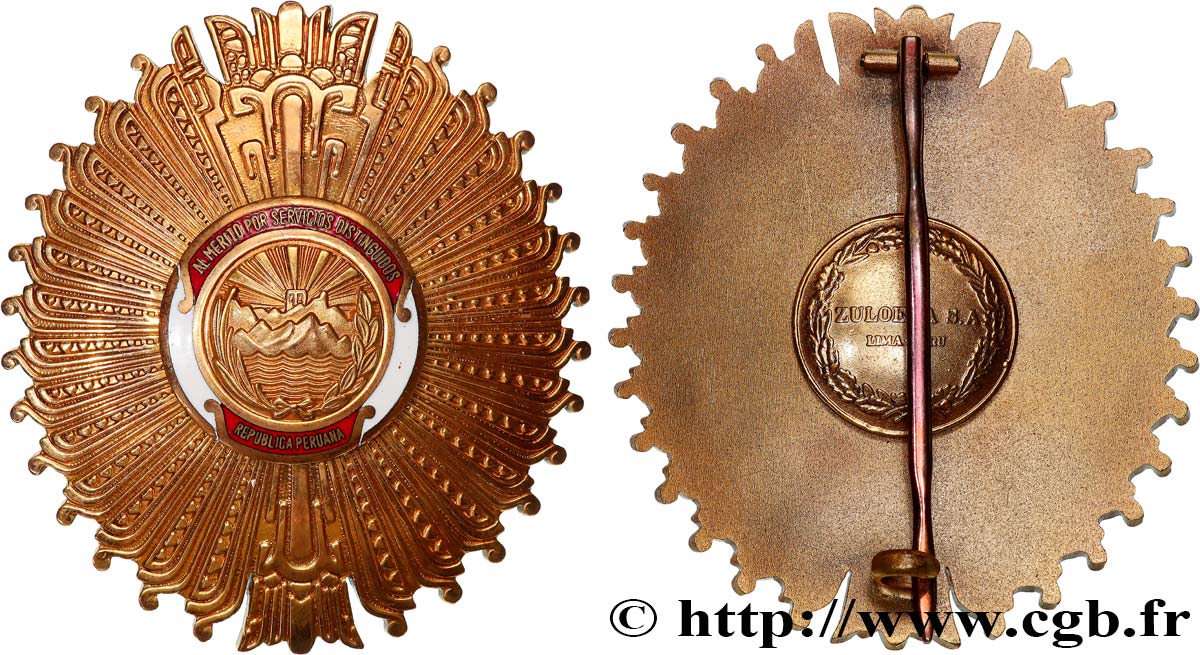 PERú - REPúBLICA Plaque, Étoile de poitrine, Ordre du mérite EBC
