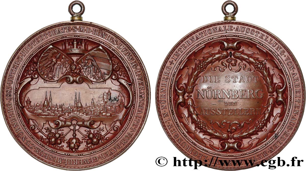 GERMANY - KINGDOM OF BAVARIA - LUDWIG II Médaille, Exposition Internationale des Ouvrages en Métaux Précieux AU