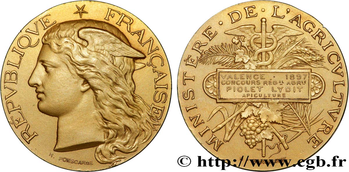 TERZA REPUBBLICA FRANCESE Médaille de récompense, concours régional agricole q.SPL