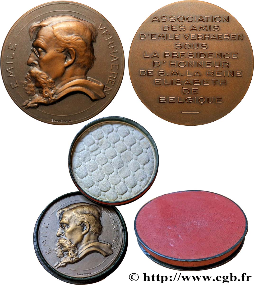 BÉLGICA - REINO DE BÉLGICA - ALBERTO I Médaille, Association des amis d’Emile Verhaeren EBC