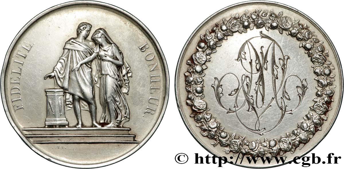 AMOUR ET MARIAGE Médaille de mariage, Fidélité et Bonheur SS