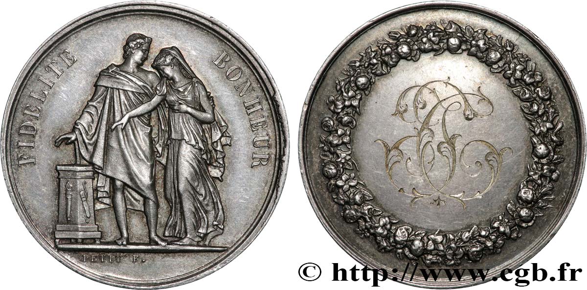 AMOUR ET MARIAGE Médaille de mariage, Fidélité et Bonheur AU